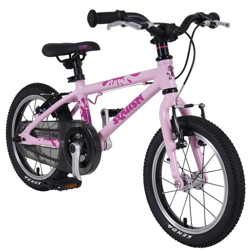 Lightweight Squish 14 kids bike in Pink angled view