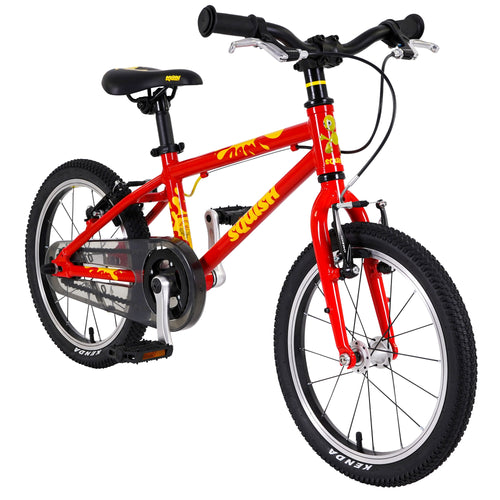 Lightweight Squish 16 kids bike in Red angled view