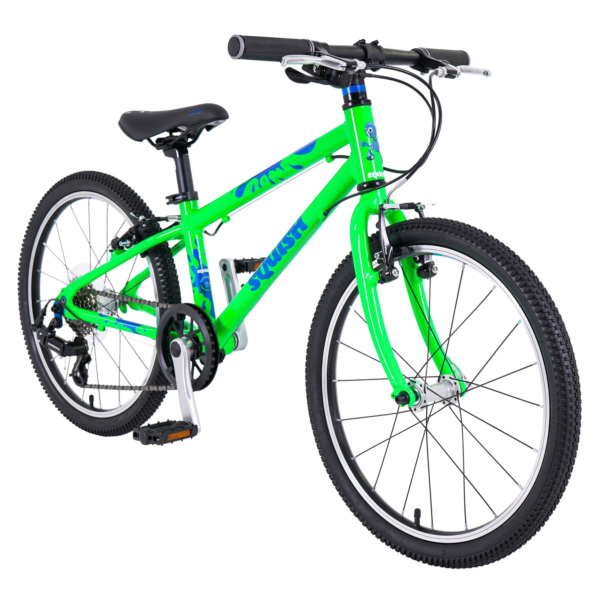 Lightweight Squish 20 kids bike in Green angled view