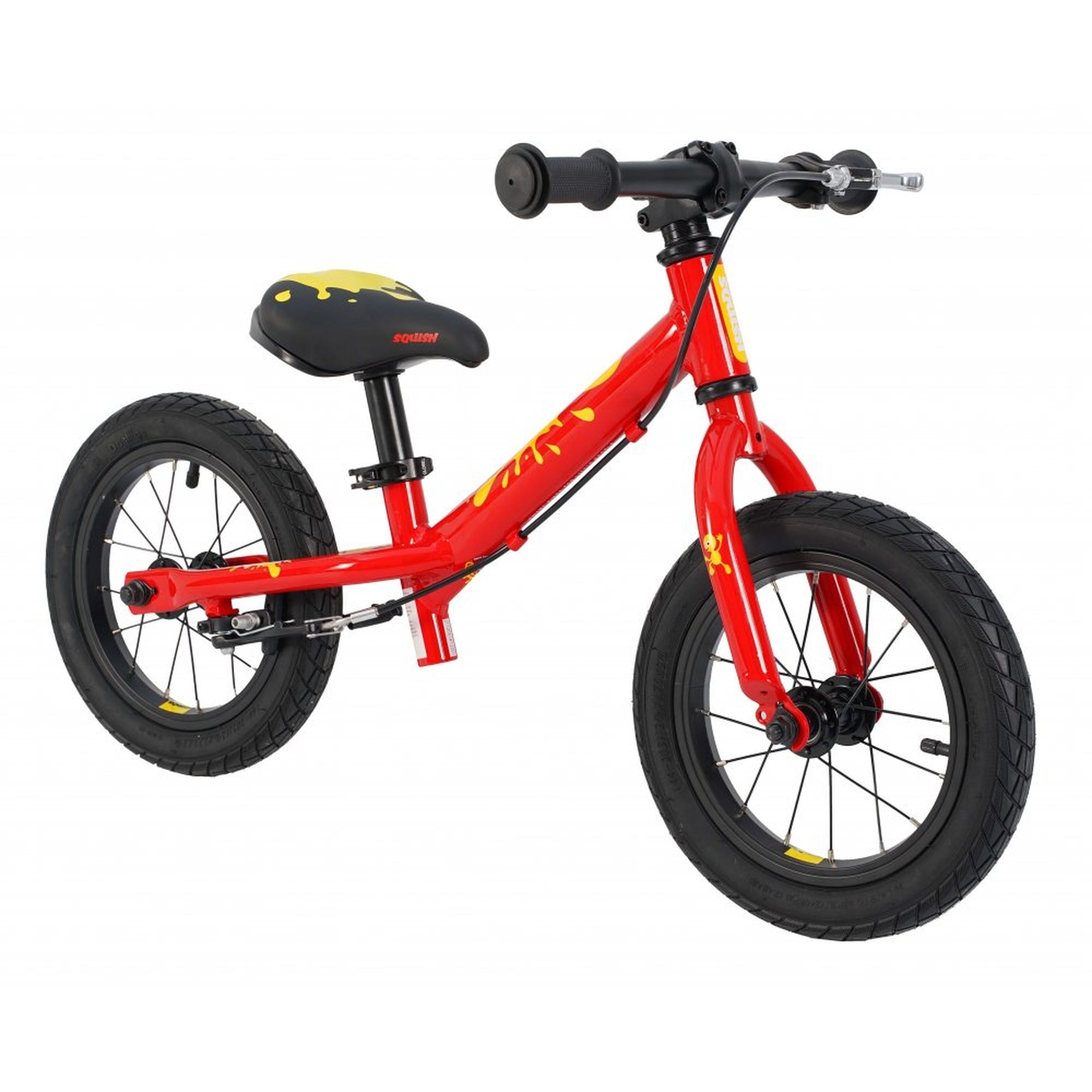 Lightweight Squish Balance 12 kids bike in Red angled view